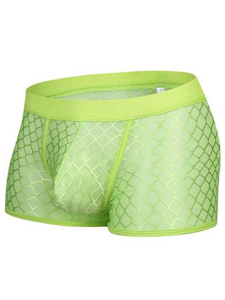Men's Sexy Mesh Checkered See-Through Boxer Briefs