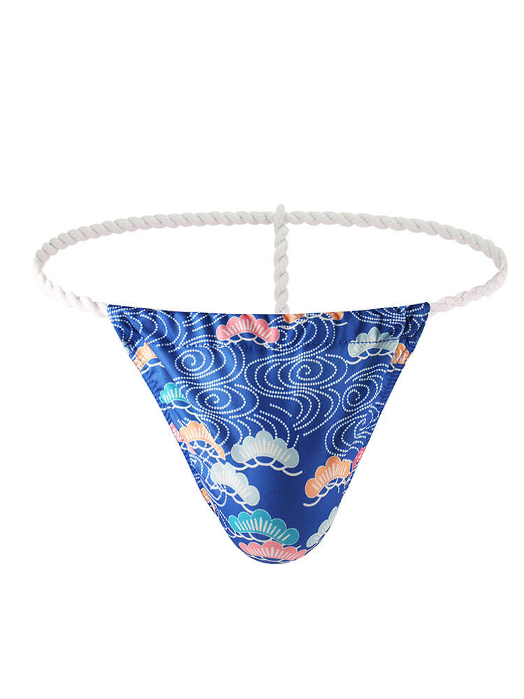 Men's Japanese-Style Printed Low-Rise String Thong