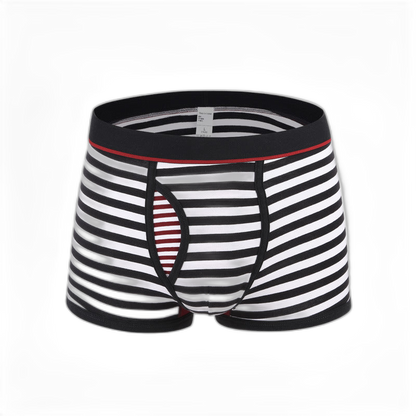 Men's Striped Cotton Sports Boxer Briefs