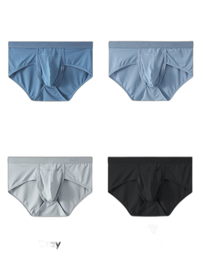 4 Pack Men's Large Pouch Separation Ice Silk Briefs