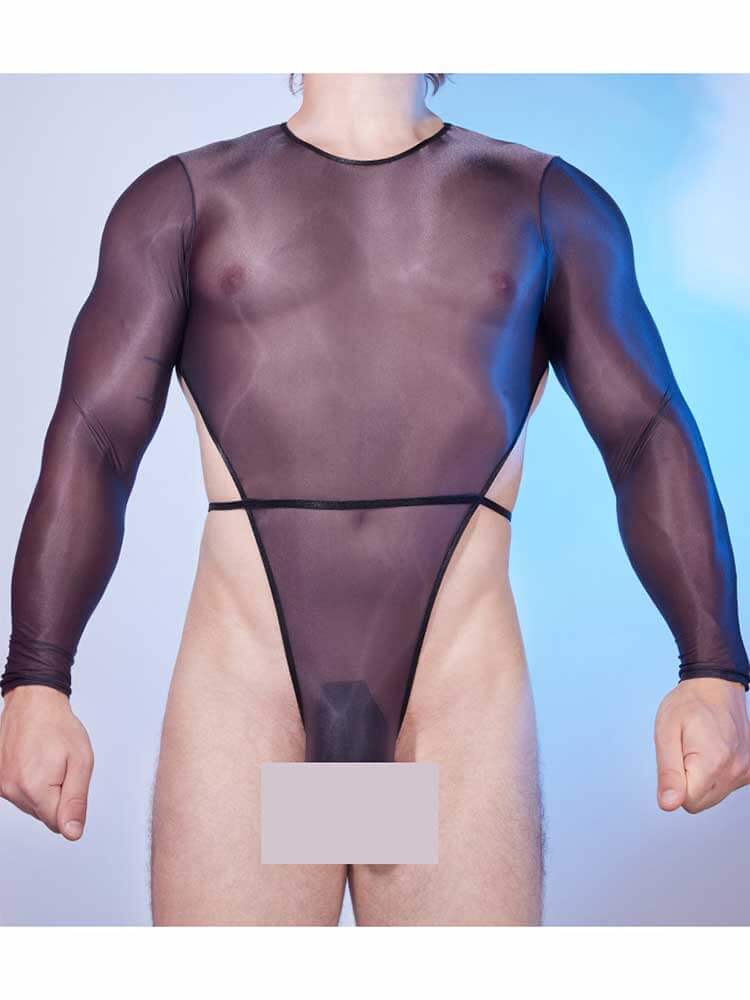 Men's Sheer High-Stretch Form-Fitting Bodysuit