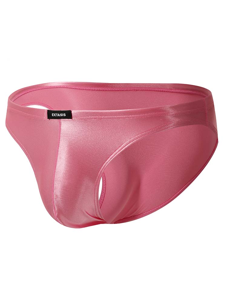 Men's Glossy Solid Color Satin Sexy Briefs