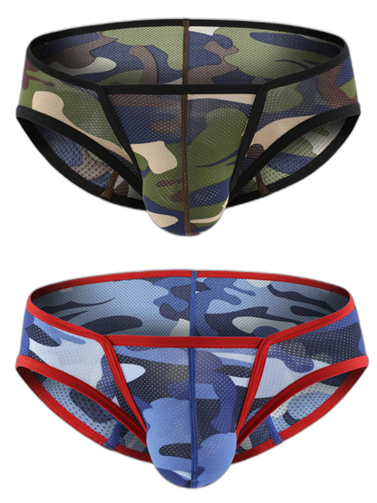 Men’s Sexy Camo Print Mesh Bikini
