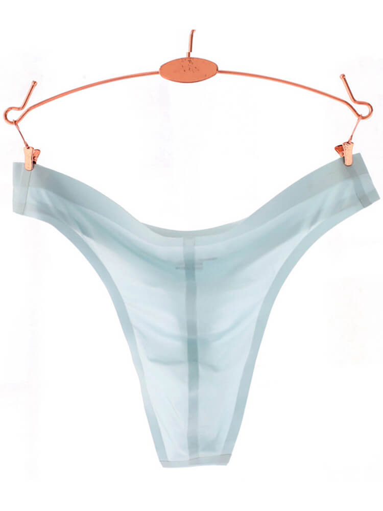 Men's Seamless Low-Rise Sheer Ice Silk Thong