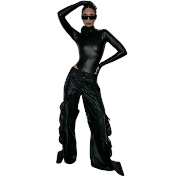Black Widow Floral-Appliqué Bodysuit