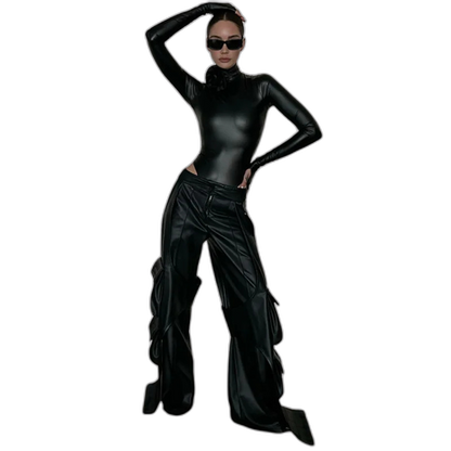 Black Widow Floral-Appliqué Bodysuit