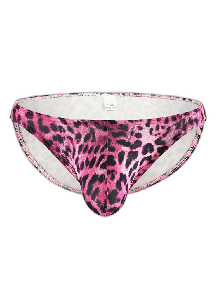 4 Pack Men's U-Convex Leopard Print Nylon Bikini
