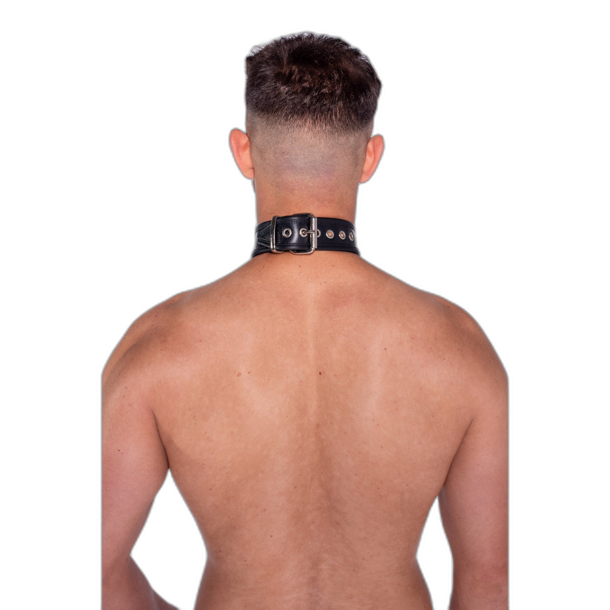 Prowler RED Leather Collar With Strap Black
