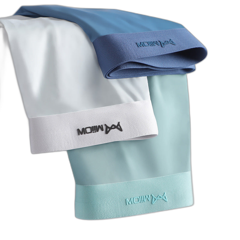 3 Pack Men's Ultra-thin Ice Silk Seamless Solid Trunks