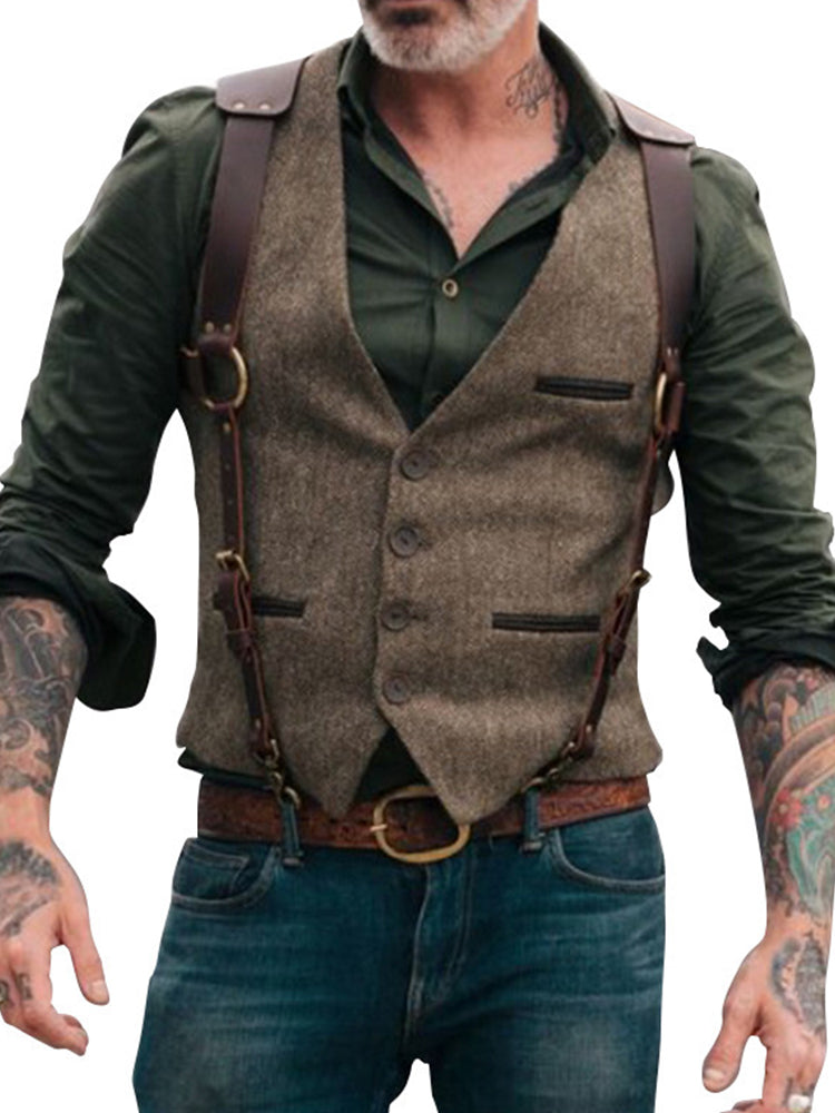 Retro Fashion Open Pocket Vest