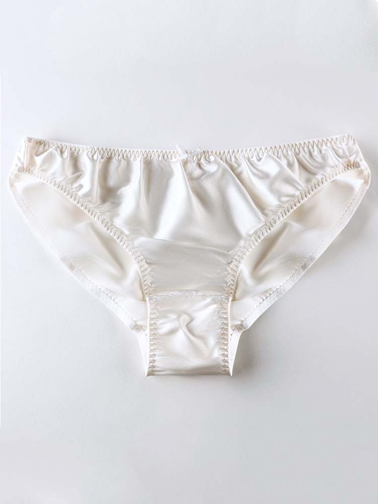Simple Small Bow Mulberry Silk Solid Color Briefs