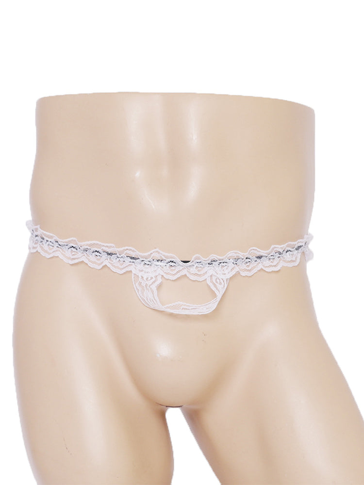 Men's Erotic Revealing Buttocks Lace Thong