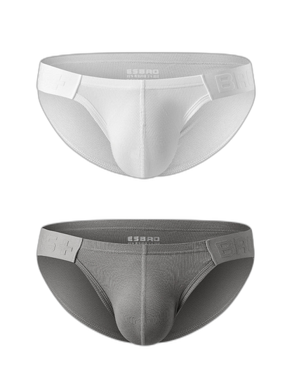 2 Pack Men's Solid Color Low Rise Sweat-Absorbent Large U-Shaped Small Pocket Briefs