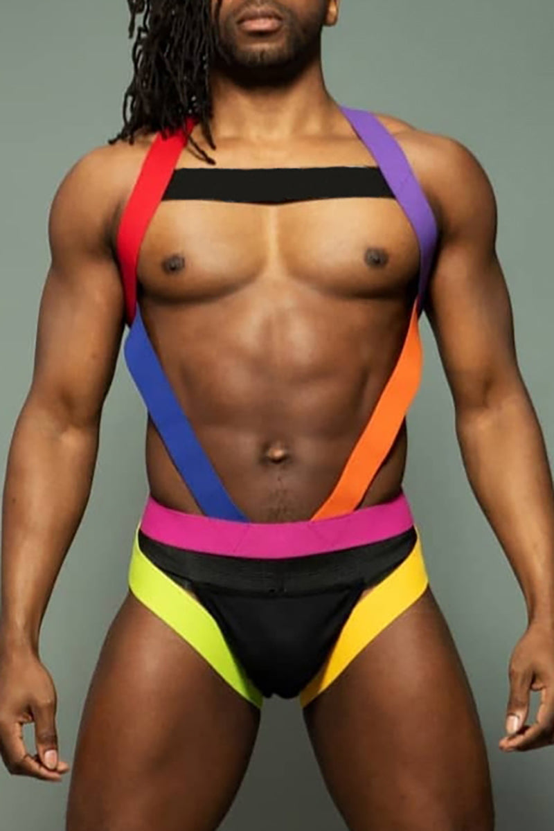 Rainbow Binding Belt Stretchy Corset Body Harness