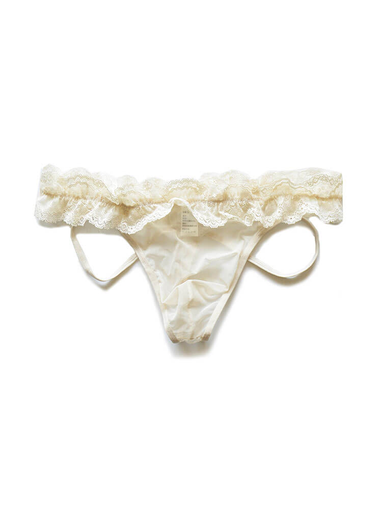 D.M Men's Sexy Lace Low-Rise Transparent Double Thong