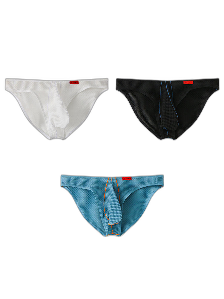 3 Pack Men's Ice Silk High-Elastic Breathable Briefs for Sports