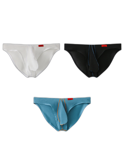3 Pack Men's Ice Silk High-Elastic Breathable Briefs for Sports