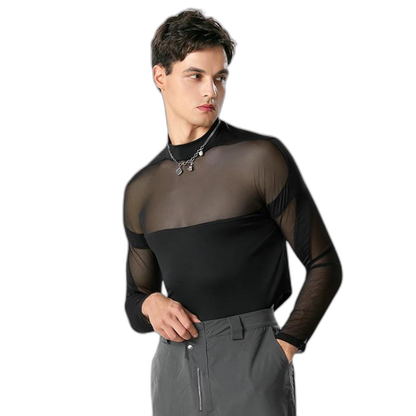 Turtleneck Long Sleeve Mesh Bodysuit