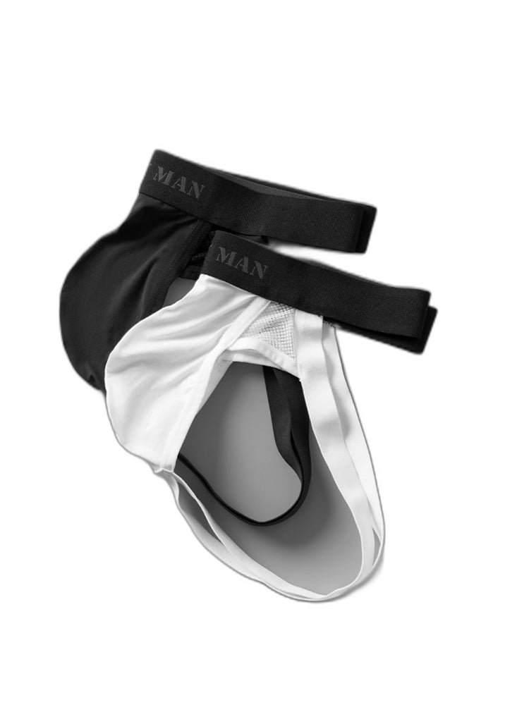 2 Pack Men's Low-Rise Ice Silk Breathable Mesh Jockstrap