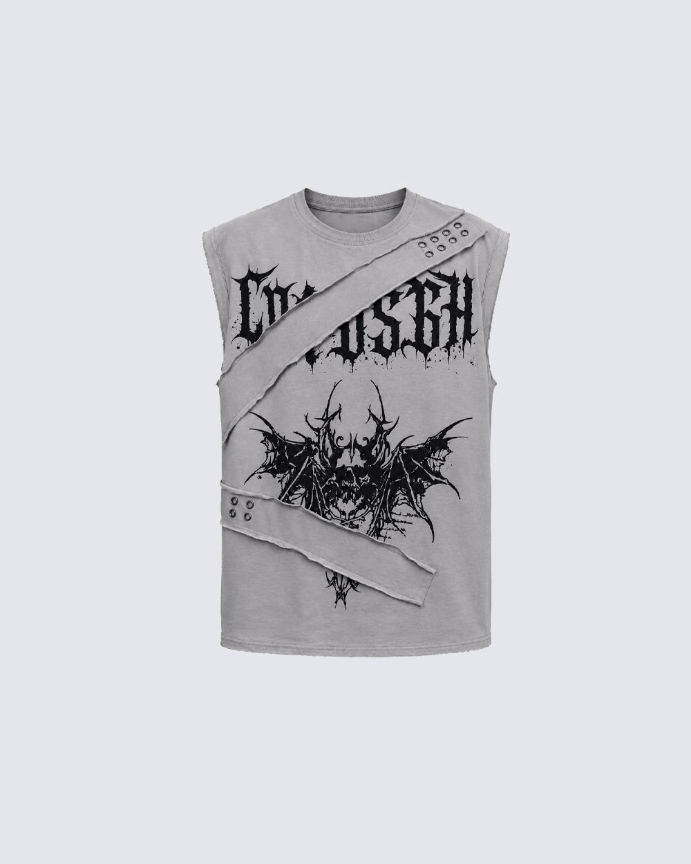 KIIKIO Gothic Bat Skull Deconstructed Sleeveless Vest