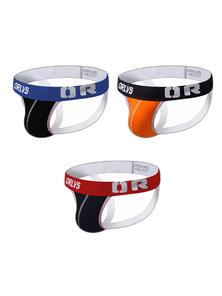 3 Pack Men's U-Pouch Striped Sexy Jockstraps