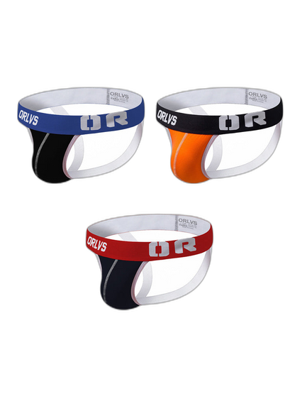 3 Pack Men's U-Pouch Striped Sexy Jockstraps