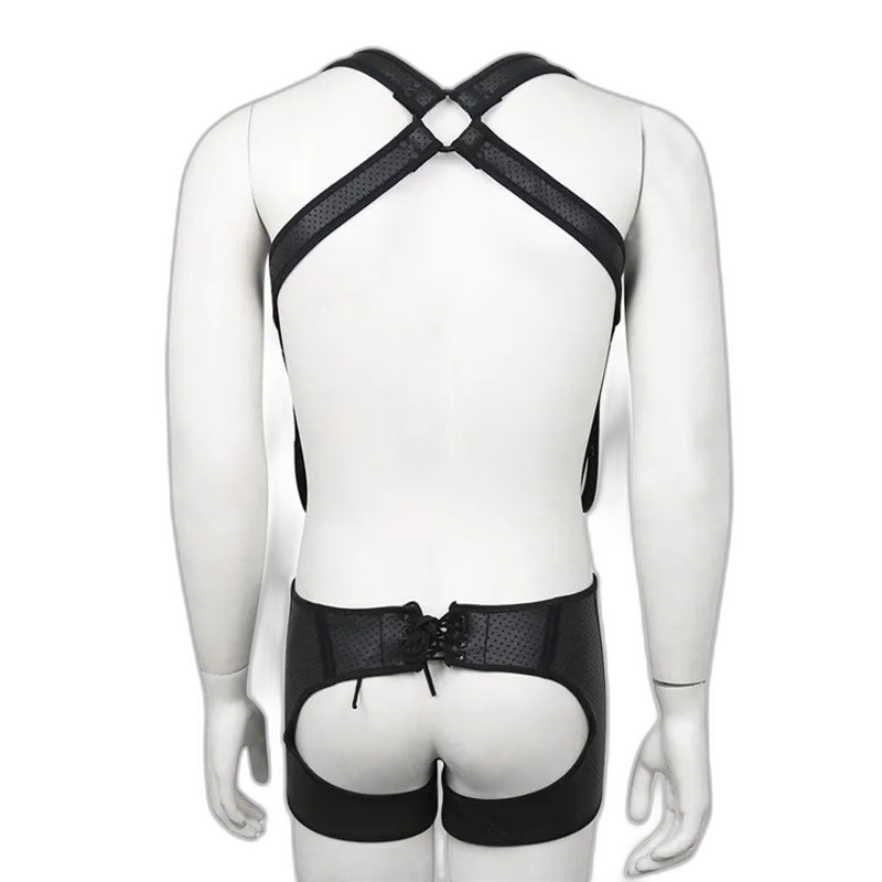 Neoprene Backless Fetishwear Suspenders