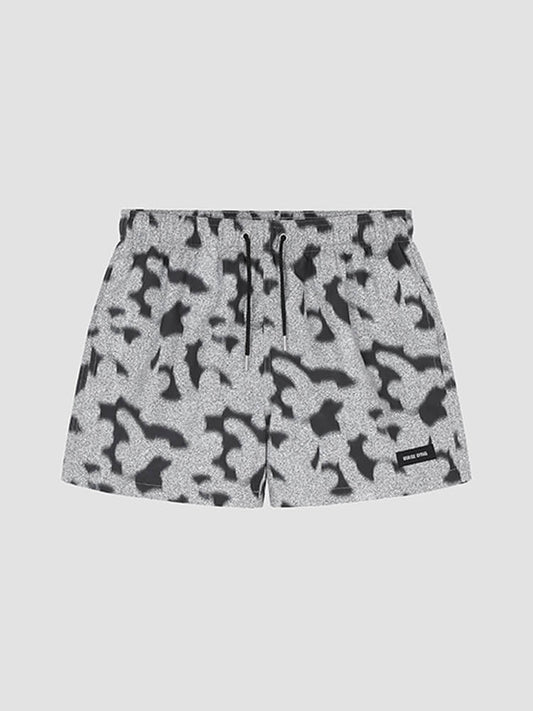 Men's Outline Print Drawstring Beach Shorts