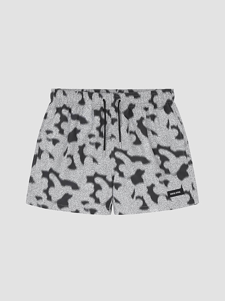 Men's Outline Print Drawstring Beach Shorts