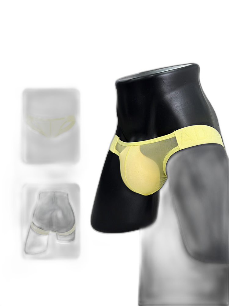 2 Pack Men's Sheer No-Waistband Jockstrap with Textured Pattern