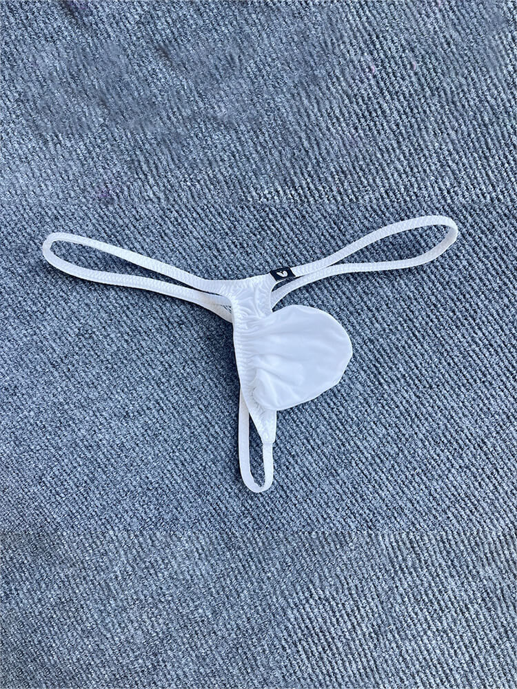 Men's Low-Rise Large-Pouch Sexy Ice Silk Thong