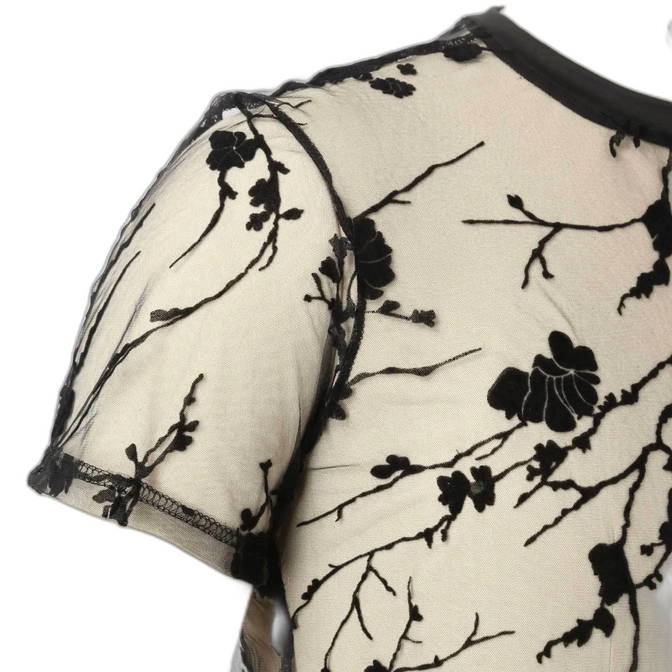 Mesh Floral Short Sleeve T-shirt