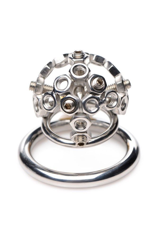 Bolted Chastity Cage with Spikes