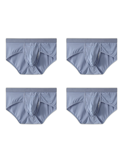 4 Pack Men's Large Pouch Separation Ice Silk Briefs