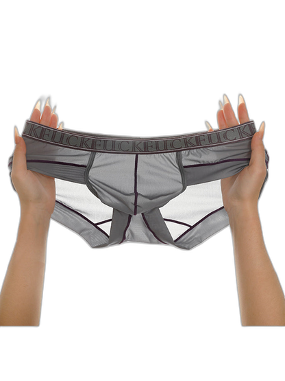 2 Pack Men's Ice-Silk Stretch Sports Briefs with 3D Pouch