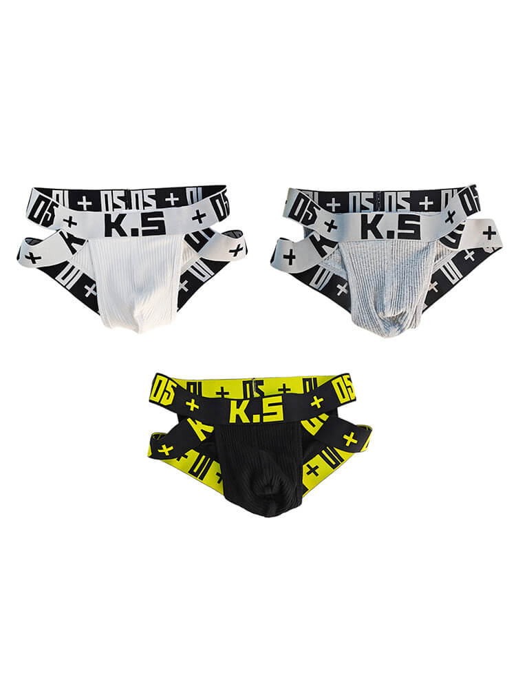 Men's Sexy High-Cut Ribbed Cotton Athletic Briefs