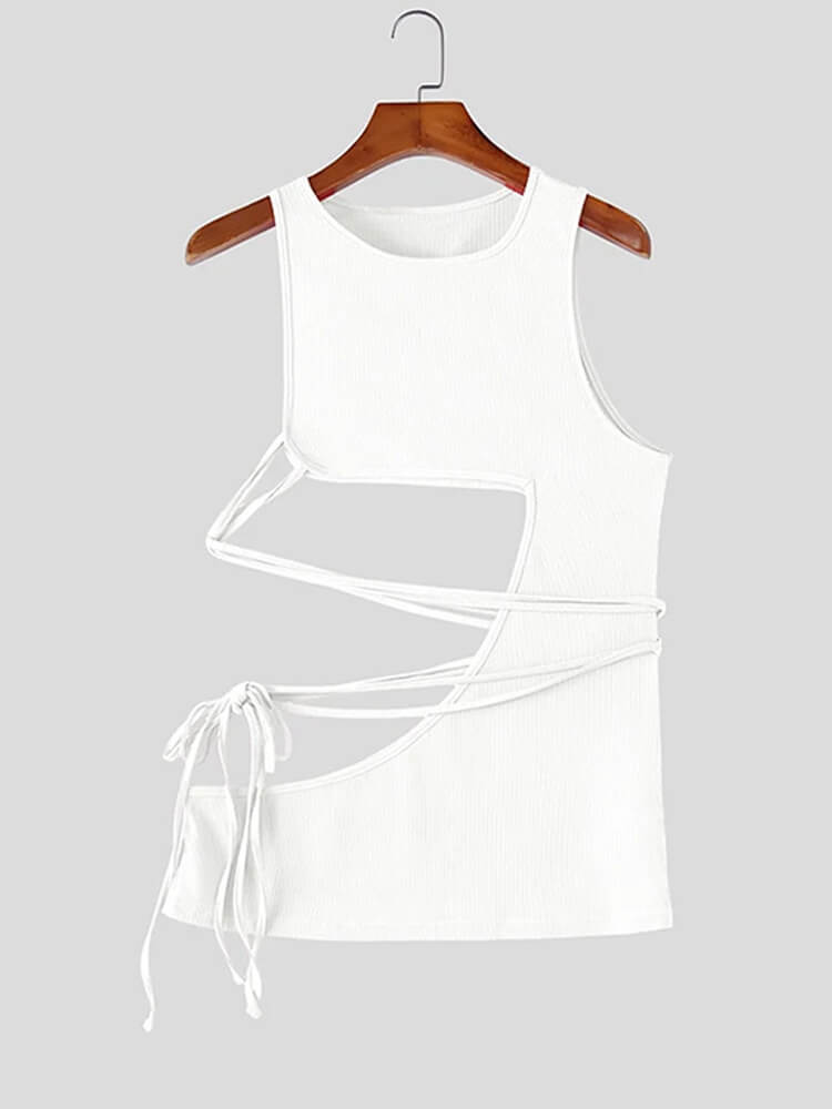 Men's Side Cutouts Slim-Fit Lace-Up Tank Top