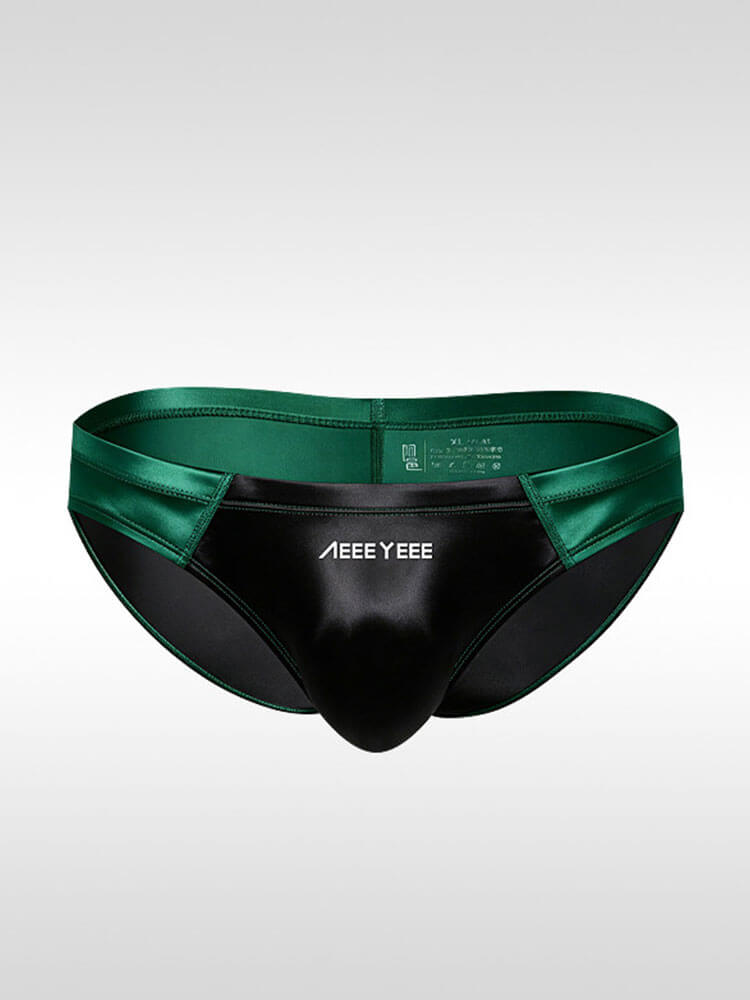 Men's Sexy Low-Rise Satin Colorblock Briefs