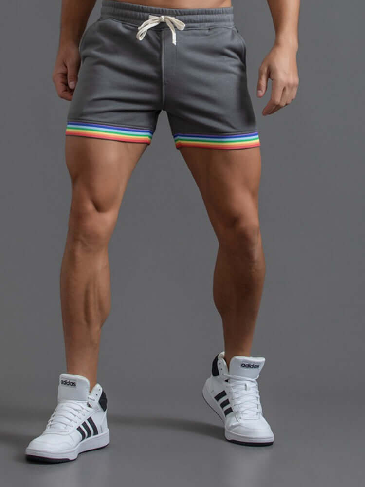 Men's Rainbow Stripes Cotton Shorts
