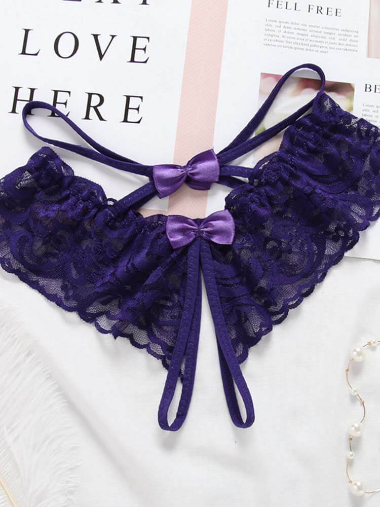 Men's Sexy Lace Bow Open-Crotch Briefs