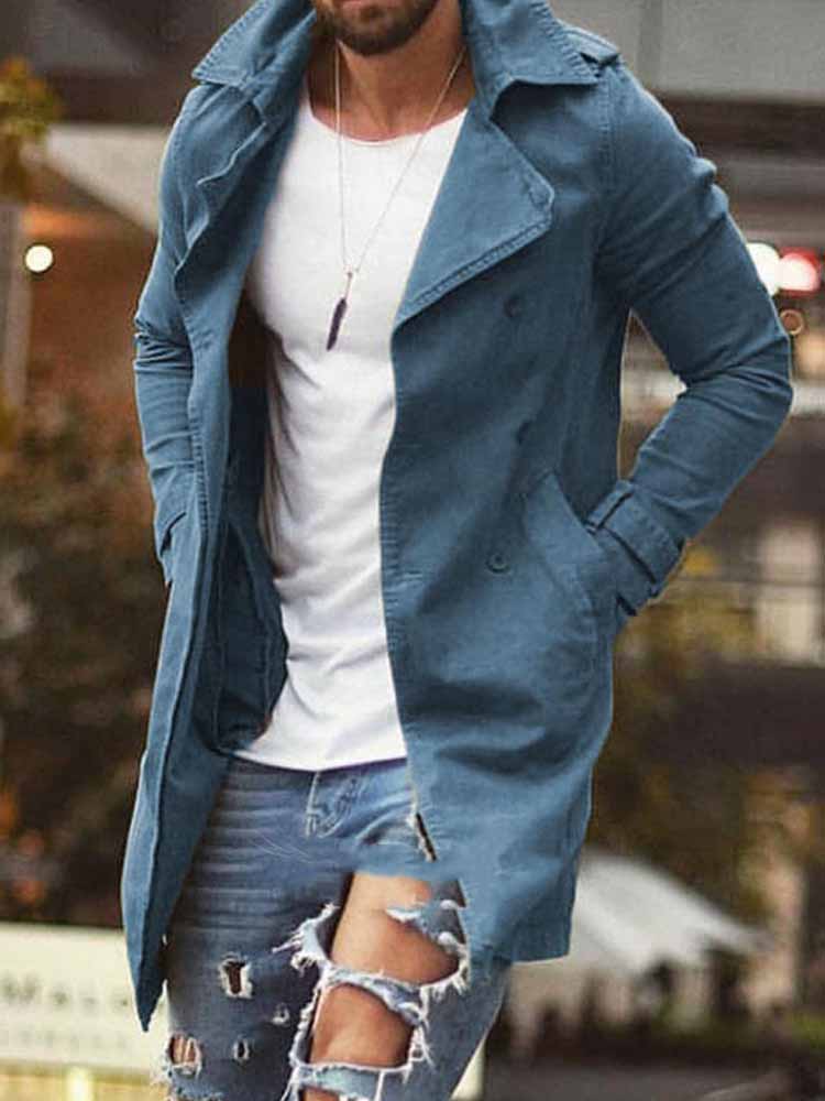 Men's Mid-length Slim Casual Trench Coat