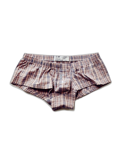 Mens Plaid Front Pouch Boxer Shorts