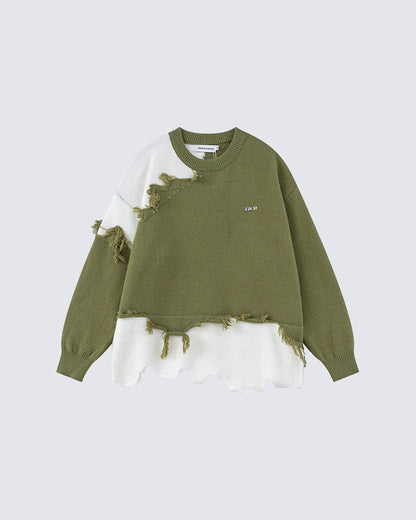 Lazy Irregular Tassel Sweater