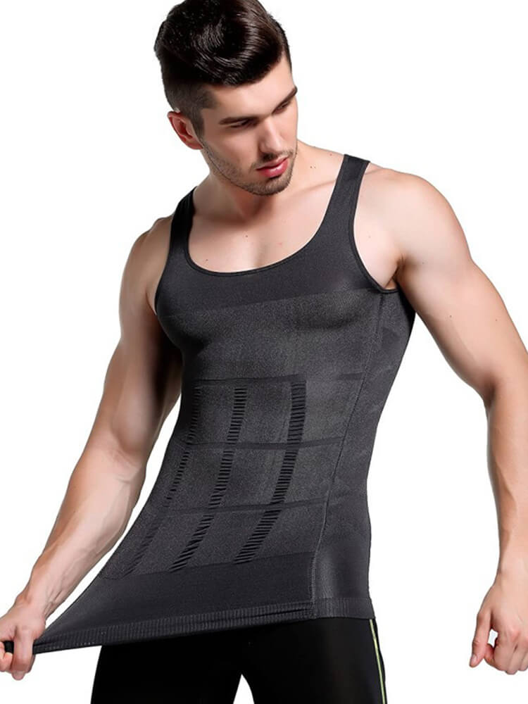 Men's Solid Color Slim Shaping Tummy Control Vest