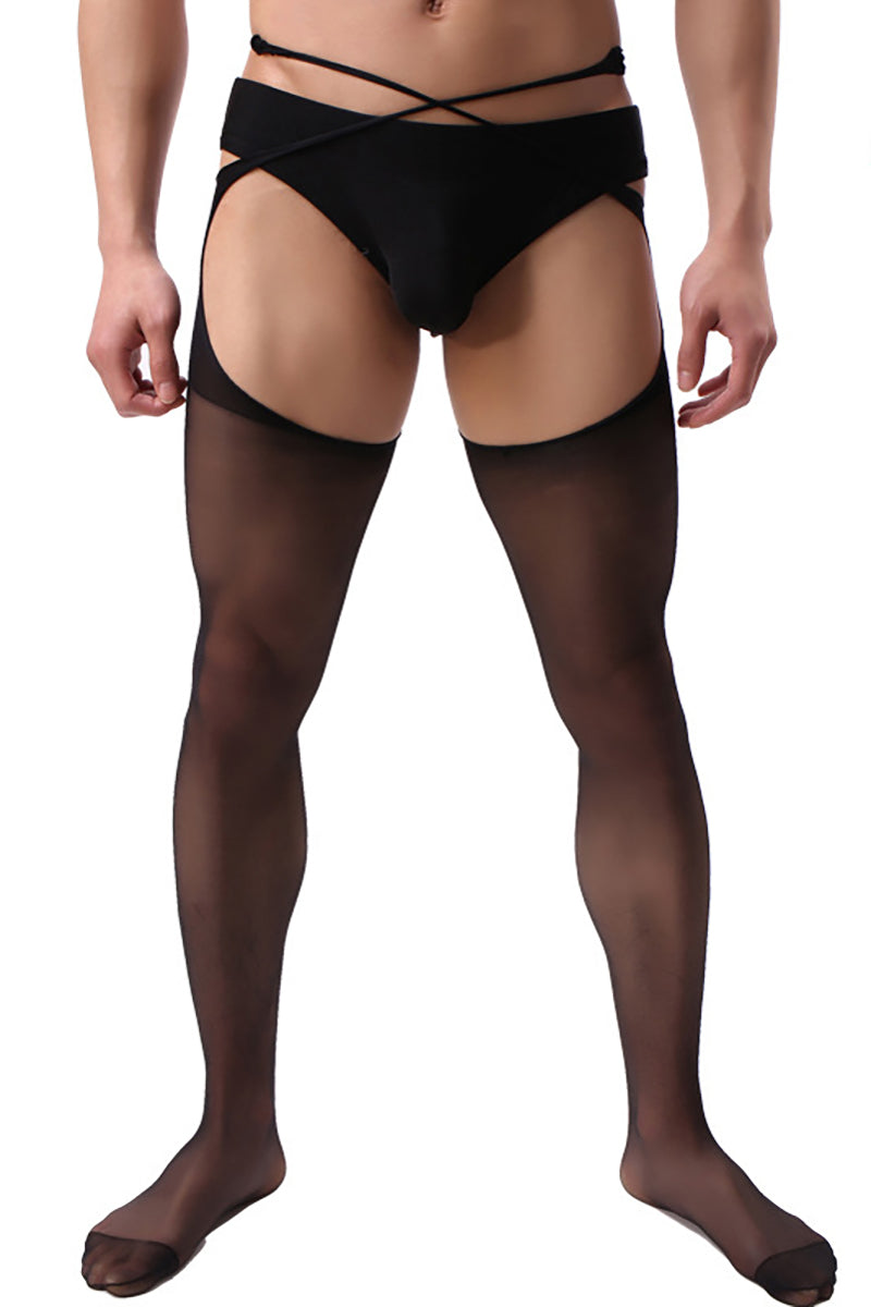 Men's Mesh See-Through Open Crotch Hollow Stockings