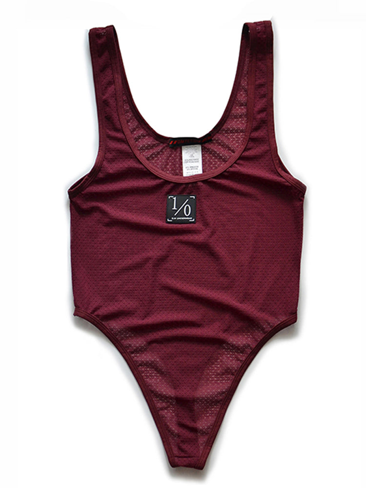 D.M Men's Sexy Lace Nylon Bodysuit