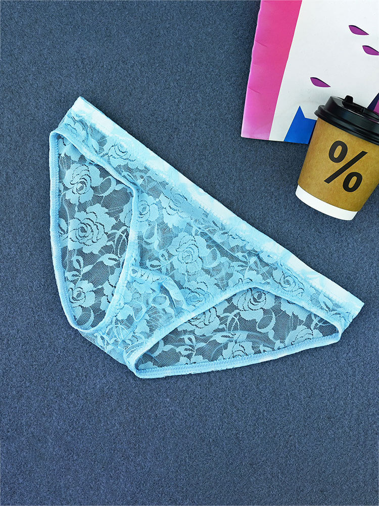 Men's Sexy Sheer Lace Low-Rise U-Pouch Briefs