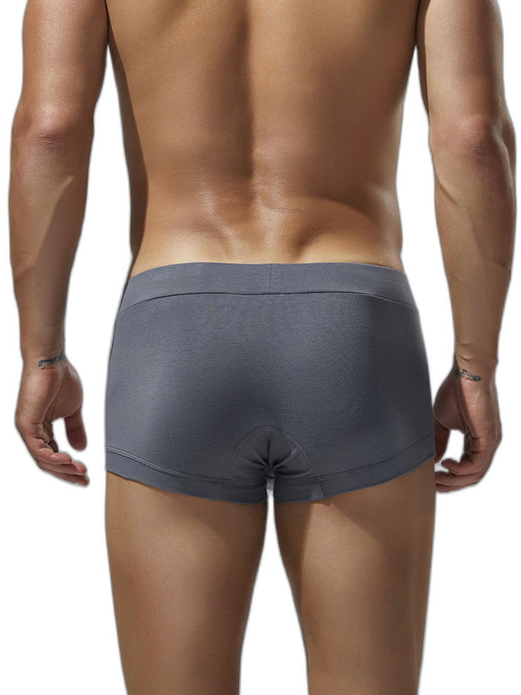 2 Pack Men's Low-Rise Solid Breathable Cotton Trunks