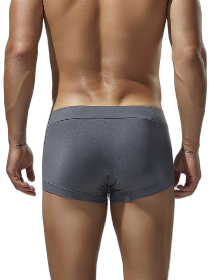 2 Pack Men's Low-Rise Solid Breathable Cotton Trunks