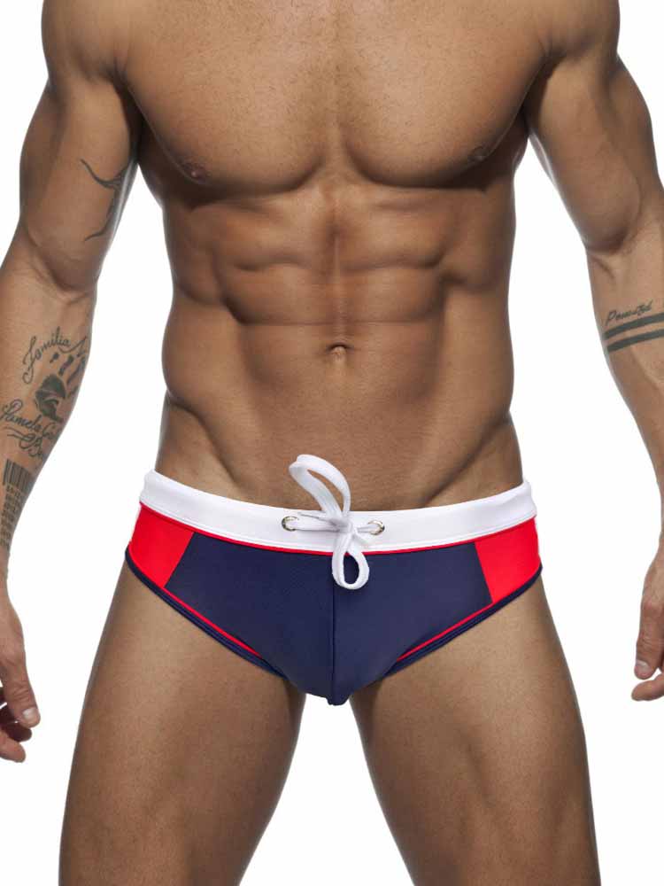 Men's Colorblock Drawstring Low-Rise Swim Briefs